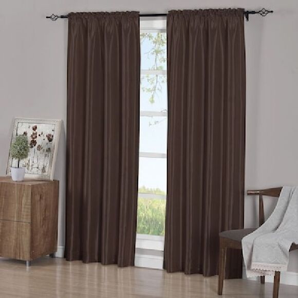 Fieldcrest Luxury Dark Brown Light-Filtering Curtain 50x84 Set of 2 Panels - Picture 5 of 5